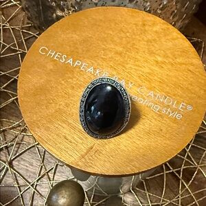 Elegant Black Silver Women's Ring